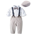 Ensemble 3 pièces Bébé Garçon Style Gentleman Chemise & Bretelles silvery