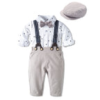 Ensemble 3 pièces Bébé Garçon Style Gentleman Chemise & Bretelles silvery