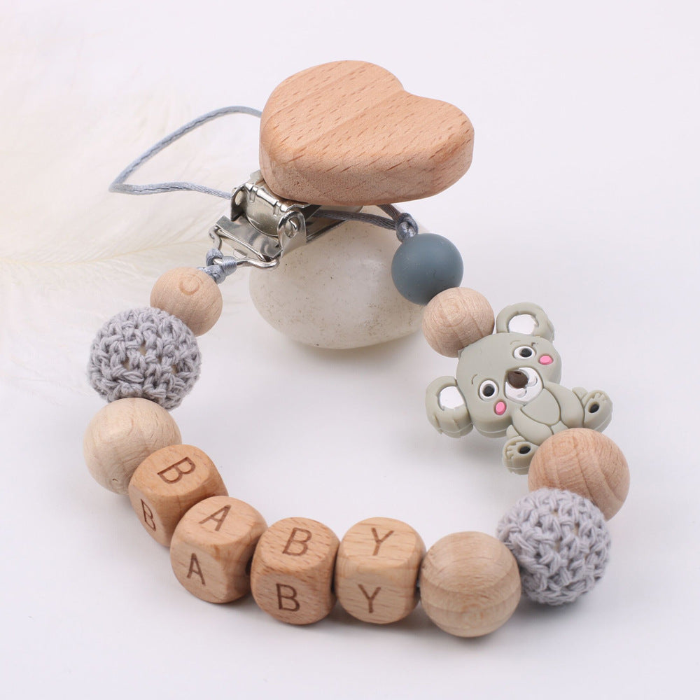 Attache-Tétine Bois de Hêtre & Silicone Motif Koala Grey