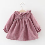 Robe Princesse Manches Longues Fille - Coton Doux Printemps