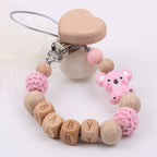 Attache-Tétine Bois de Hêtre & Silicone Motif Koala Pink