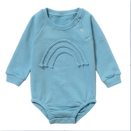 Barboteuse Bébé Coton Gaudré Manches Longues Mixte 5 Coloris Blue cotton rope