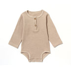 Barboteuse Bébé Coton Gaudré Manches Longues Mixte 5 Coloris Khaki button