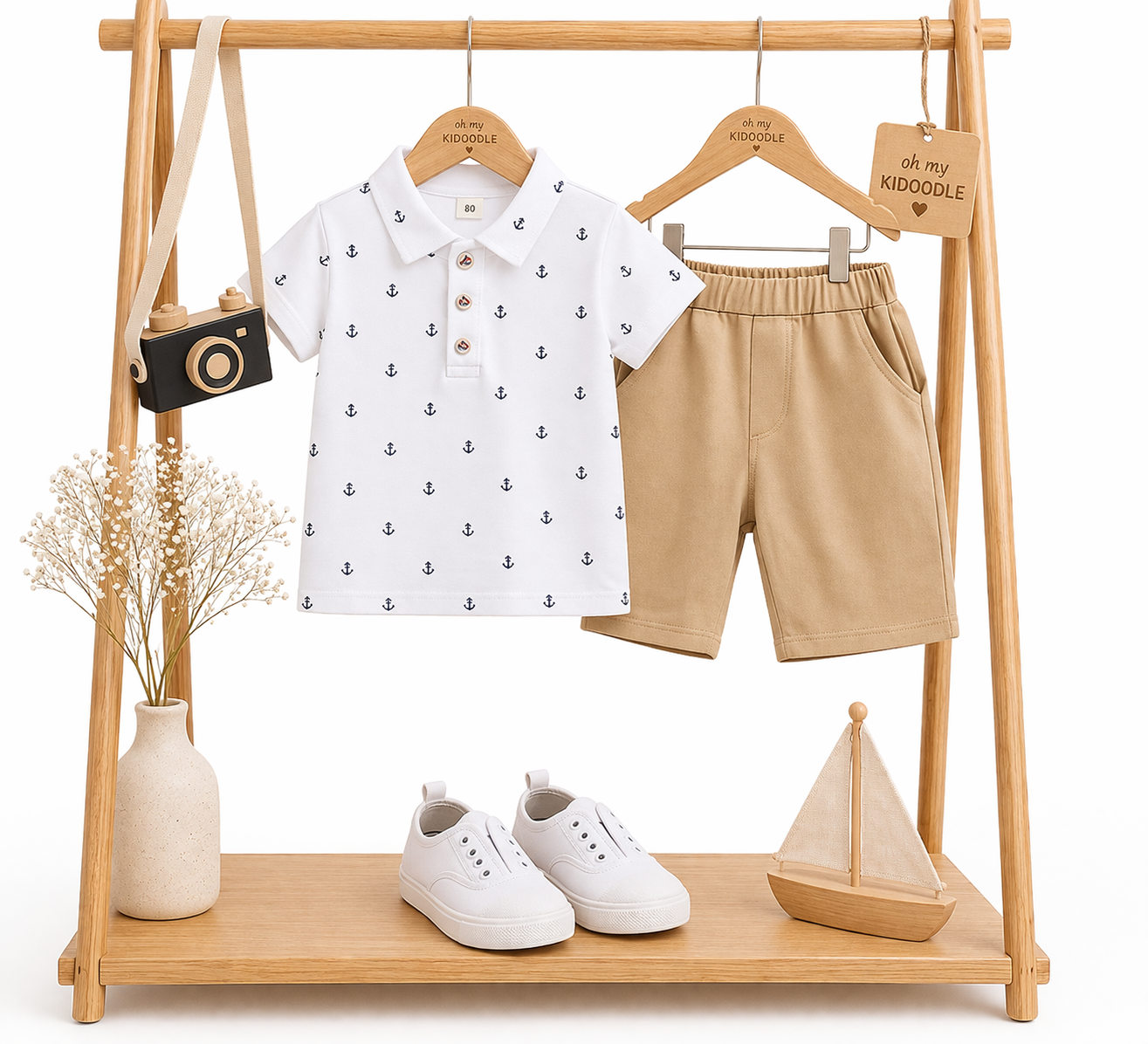 Ensemble 2 pièces Garçon Motif Ancre T-shirt & Pantalon White