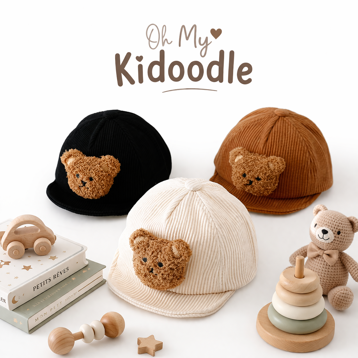 Casquette Bébé Ourson Coton Unisexe 11 Modèles