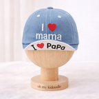 Chapeau de Soleil Bébé Coton Brodé Motif Cœur Light Blue 46cm