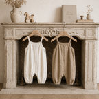 Barboteuse Bretelles Bébé Sans Manches 100% Coton Abricot & Kaki Khaki
