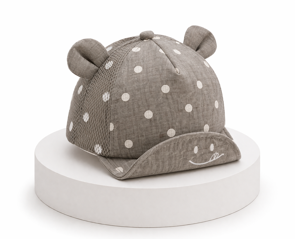 Chapeau Bébé Ourson Coton Soleil Unisexe 4 Coloris Grey