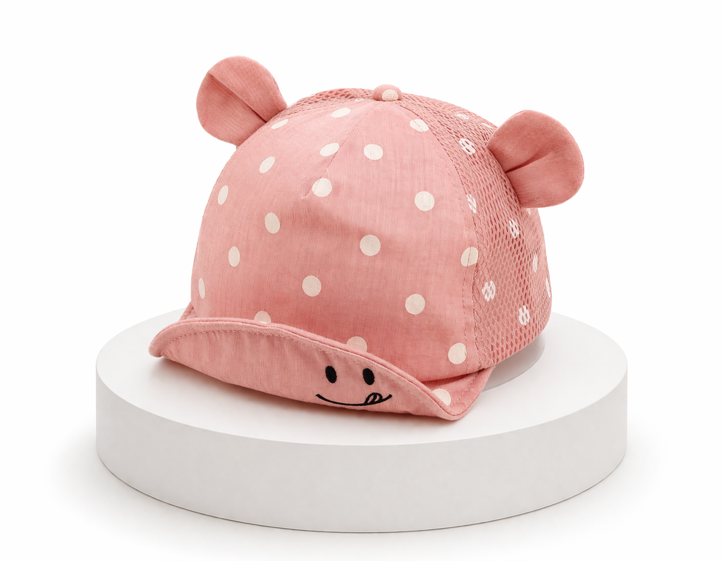 Chapeau Bébé Ourson Coton Soleil Unisexe 4 Coloris Pink