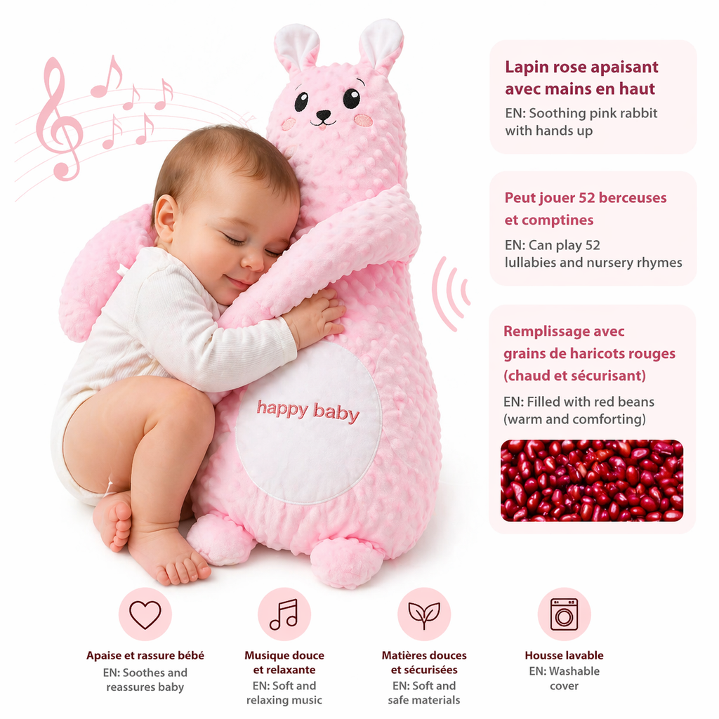 Oreiller Apaisant Bébé Peluche Musicale Sommeil