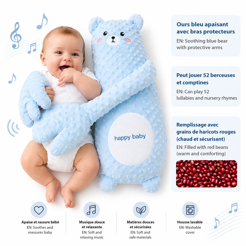 Oreiller Apaisant Bébé Peluche Musicale Sommeil