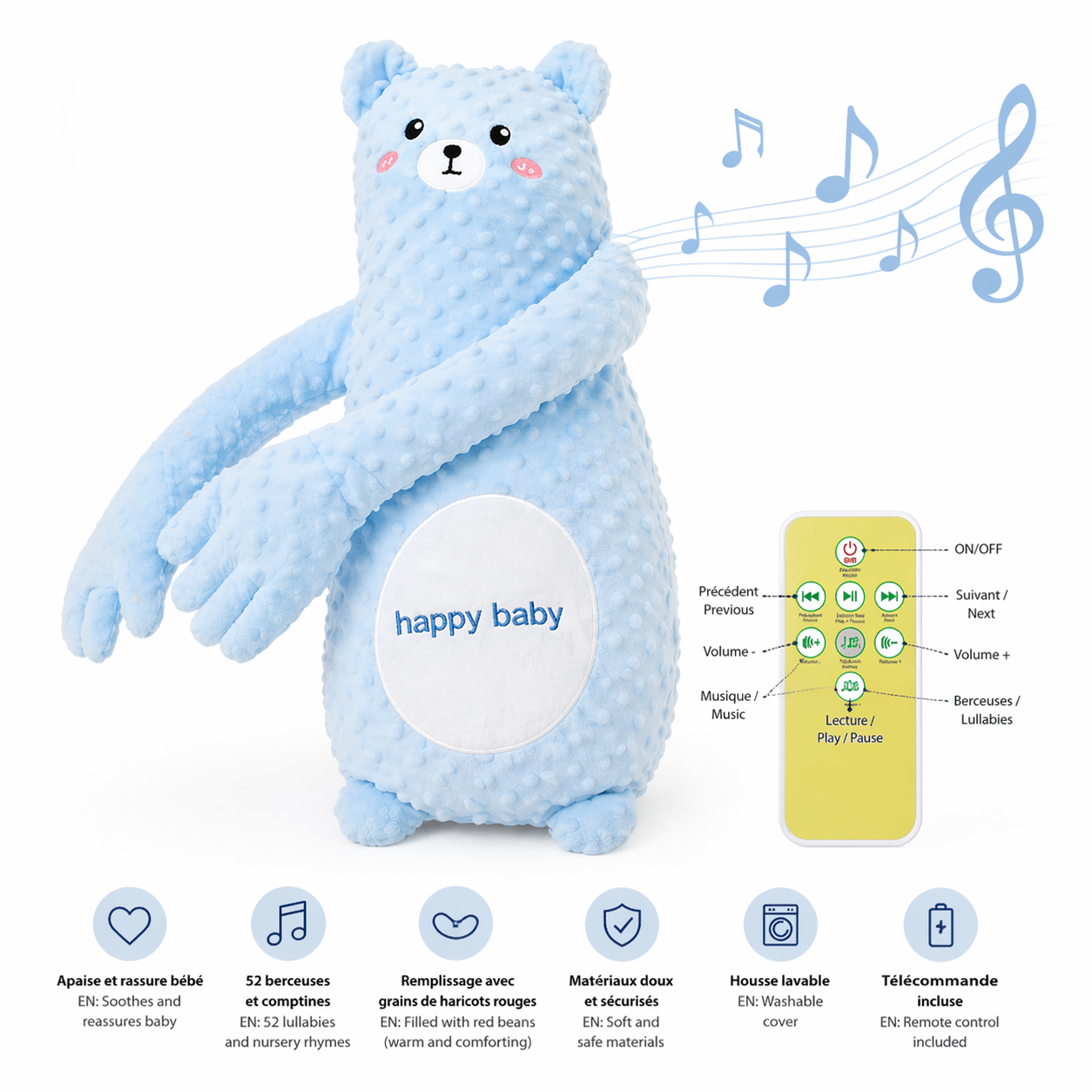 Oreiller Apaisant Bébé Peluche Musicale Sommeil