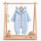 Combinaison Tricotée À Capuche Bébé Light Blue