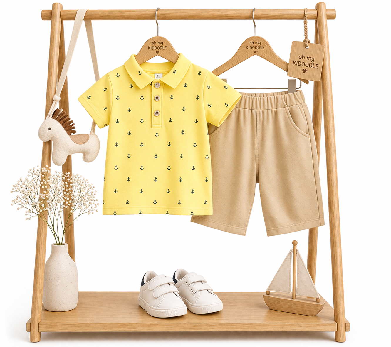 Ensemble 2 pièces Garçon Motif Ancre T-shirt & Pantalon Yellow