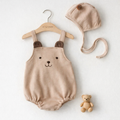 Robe Bébé Sans Manches 100% Coton avec Chapeau Brown