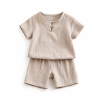 Ensemble 2 Pièces Enfant Veste + Pantalon Coton Effet Plissé 5 Coloris Grey