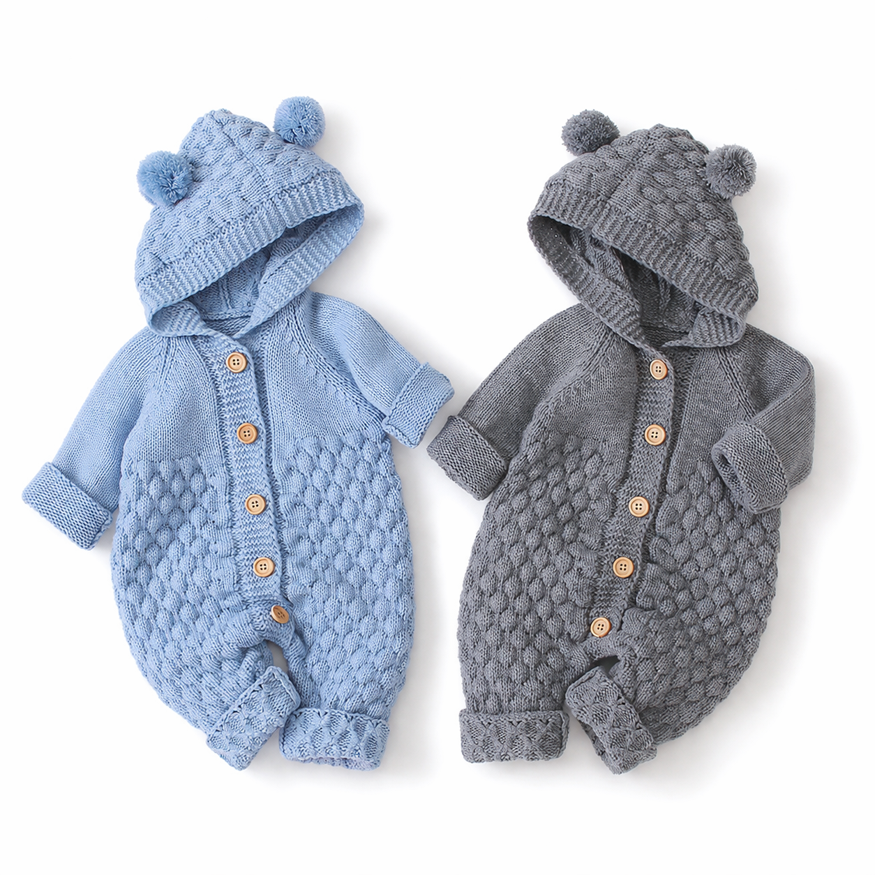 Combinaison Tricotée À Capuche Bébé