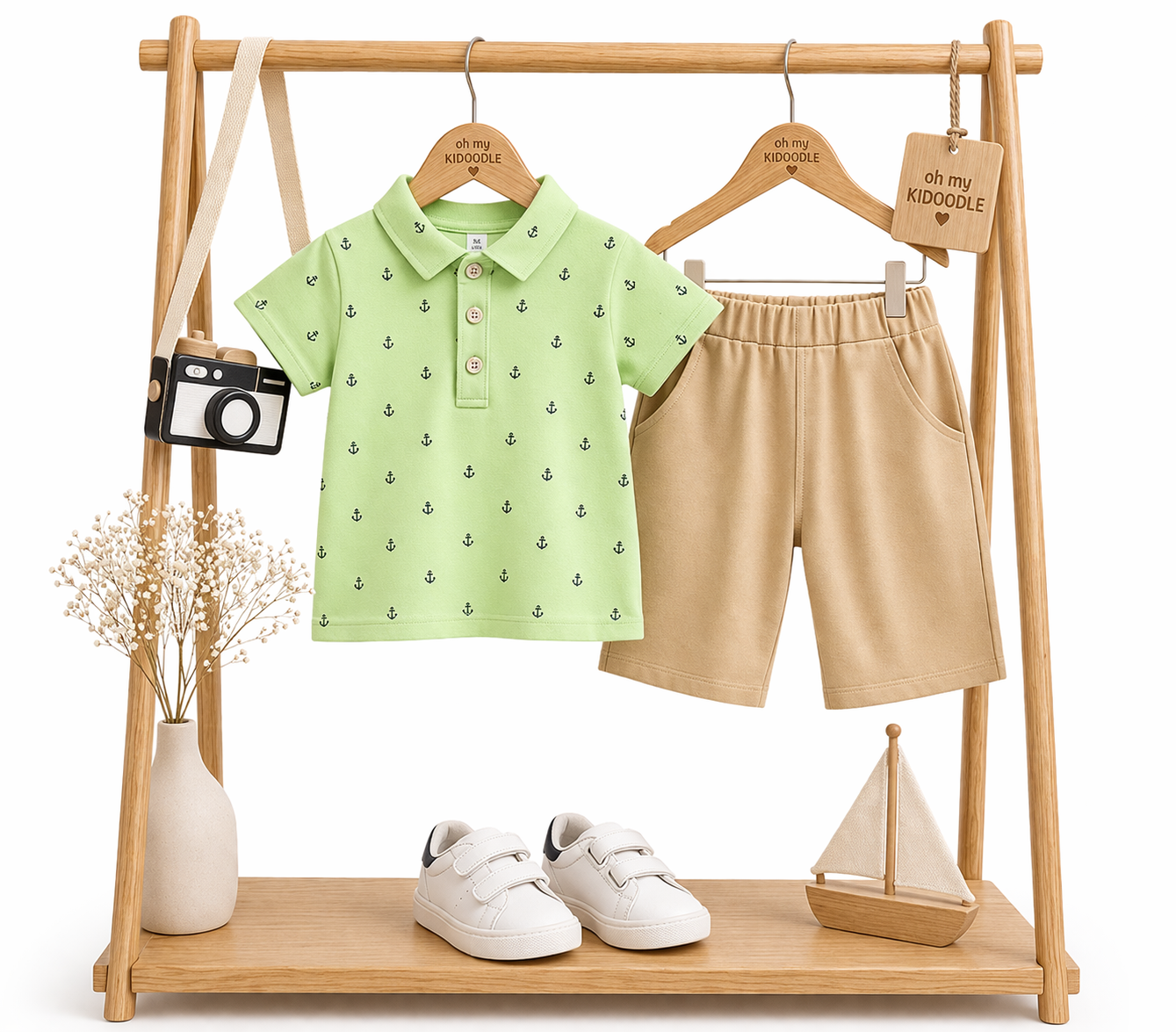 Ensemble 2 pièces Garçon Motif Ancre T-shirt & Pantalon Green