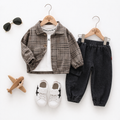 Ensemble 2 pièces Garçon Carreaux Manches Longues T-shirt & Pantalon Brown
