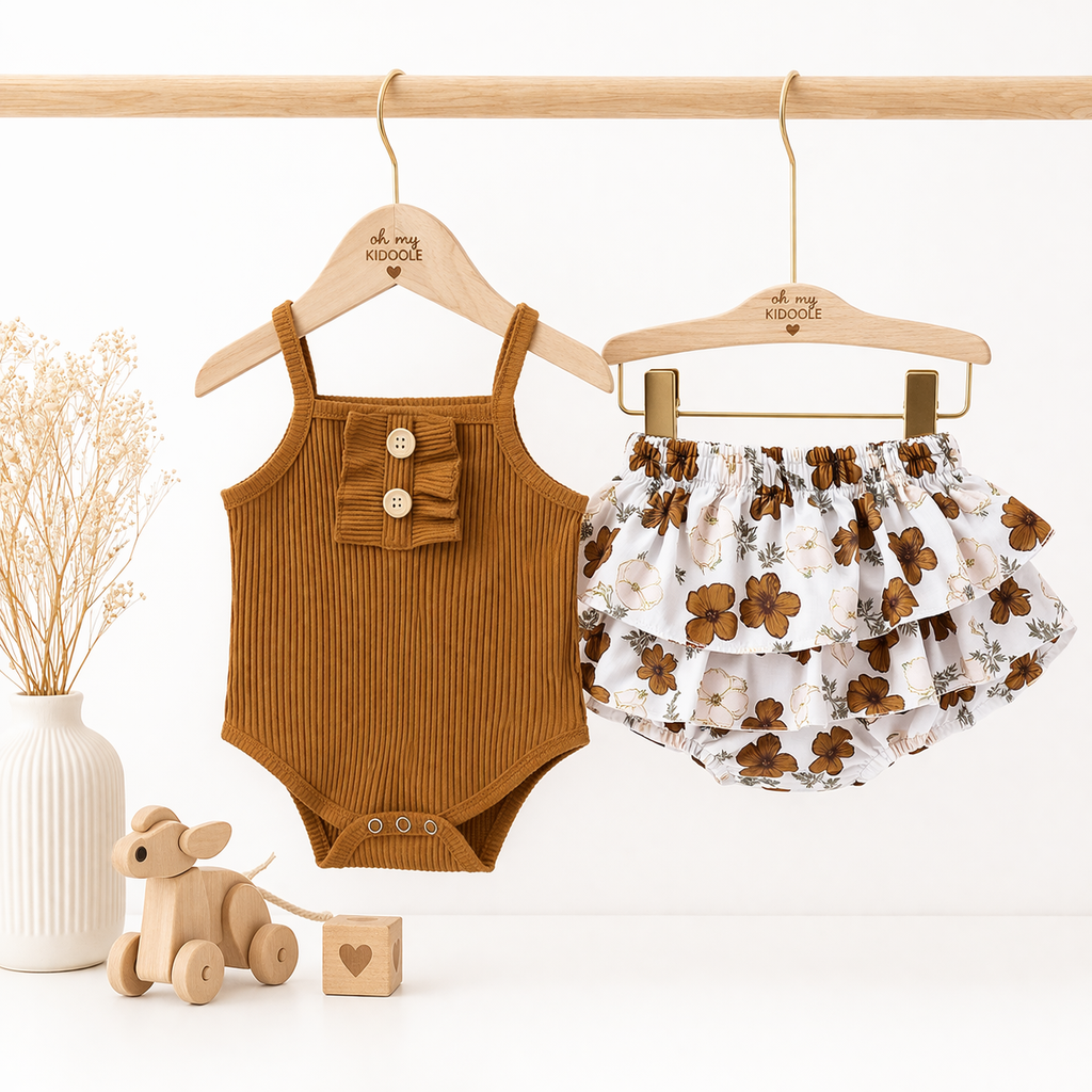 Ensemble 2 Pièces Fille Haut Sans Manches + Jupe 95% Coton 3 Styles A