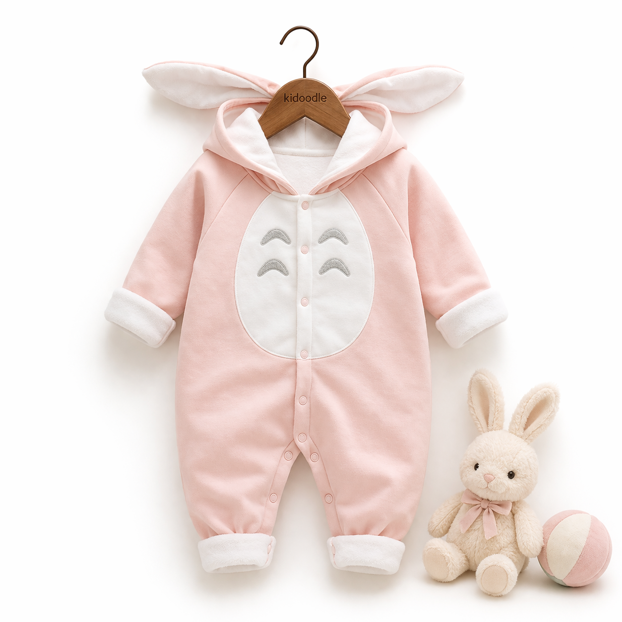 Barboteuse Bébé 100% Coton Mixte — Douceur & Confort Rose