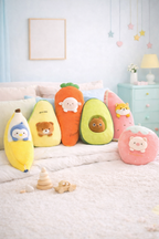 Coussin Peluche Fruit Doux - Avocat, Banane ou Fraise