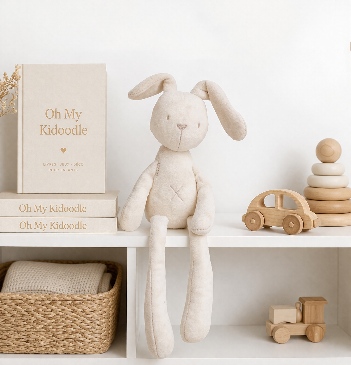 Doudou Lapin Peluche Doux 55 cm White