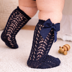 Chaussettes Hautes Enfant Coton Nœud et Antidérapantes Navy Blue
