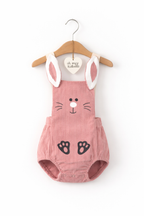 Body Triangle Lapin Velours Côtelé Bébé - Bretelles Mixte rose