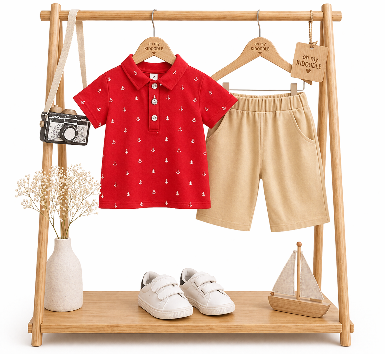 Ensemble 2 pièces Garçon Motif Ancre T-shirt & Pantalon Red