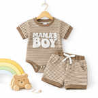 Ensemble 2 Pièces Bébé Garçon Combinaison + Short Broderie MAMA
