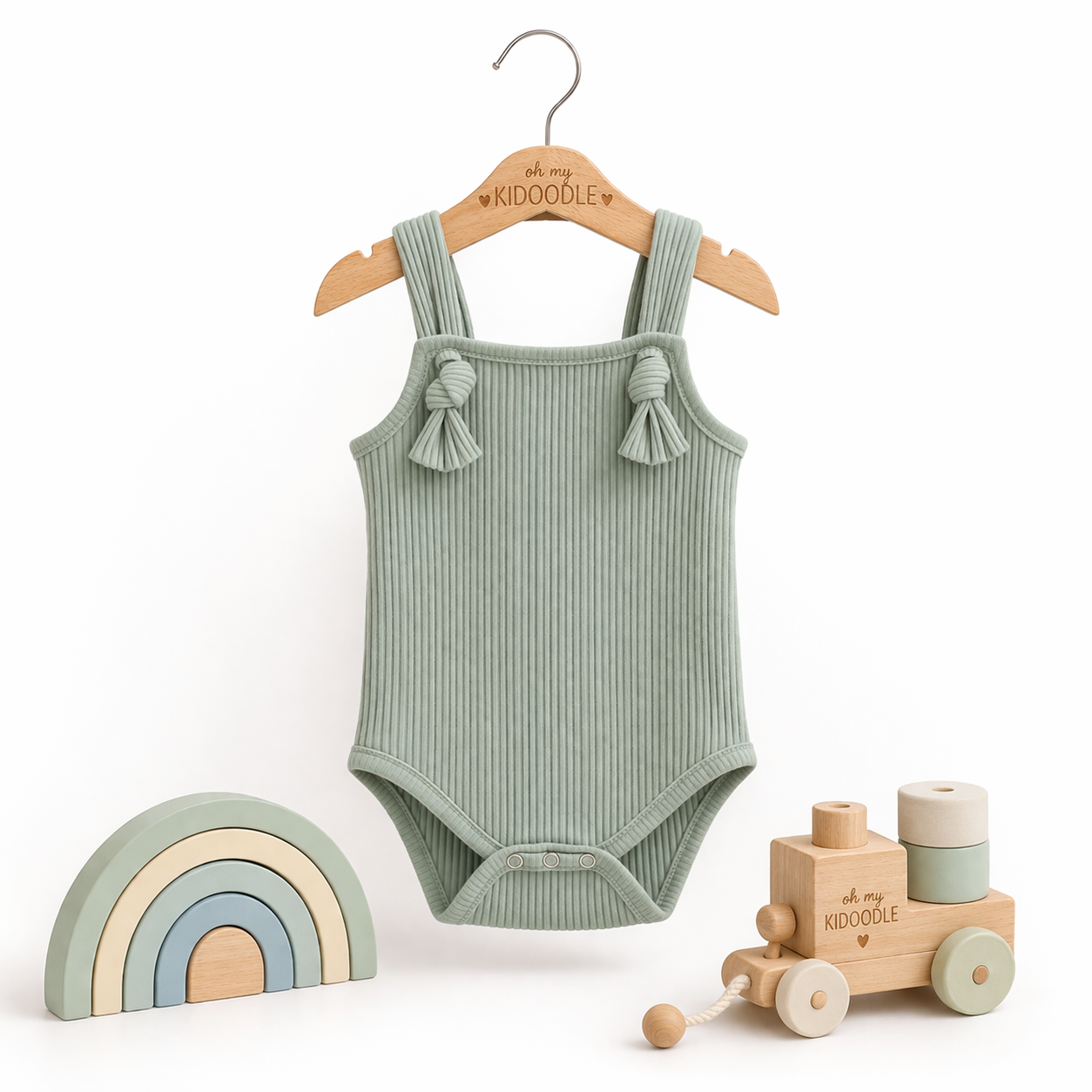 Grenouillère Bébé Coton Sans Manches Light Green