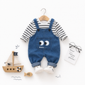 Ensemble 2 Pièces Enfant Haut Manches Longues + Pantalon Rayé Coton Noir & Blanc Black