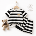 Ensemble 2 Pièces Garçon T-shirt + Short Rayé Noir & Blanc 80 à 130 cm Beading Suit Bear