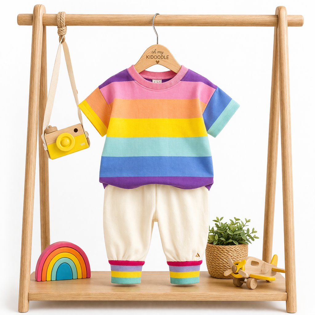 Ensemble 2 pièces Rayures Arc-en-ciel Bébé & Enfant Beige