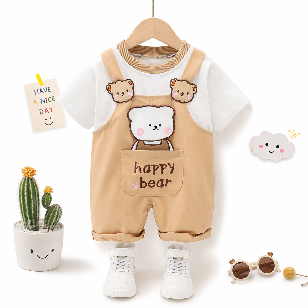 Ensemble Bébé Mixte Coton Style Coréen Cartoon Kaki