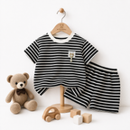 Ensemble 2 Pièces Garçon T-shirt + Short Rayé Noir & Blanc 80 à 130 cm