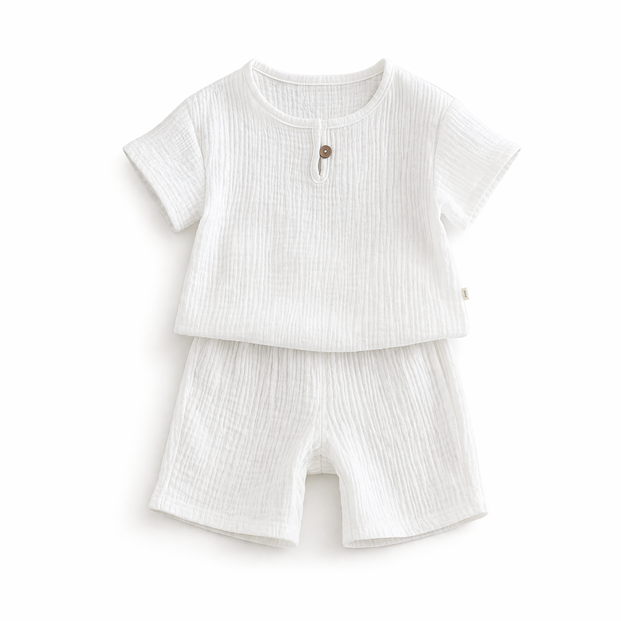 Ensemble 2 Pièces Enfant Veste + Pantalon Coton Effet Plissé 5 Coloris White