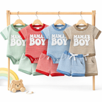Ensemble 2 Pièces Bébé Garçon Combinaison + Short Broderie MAMA