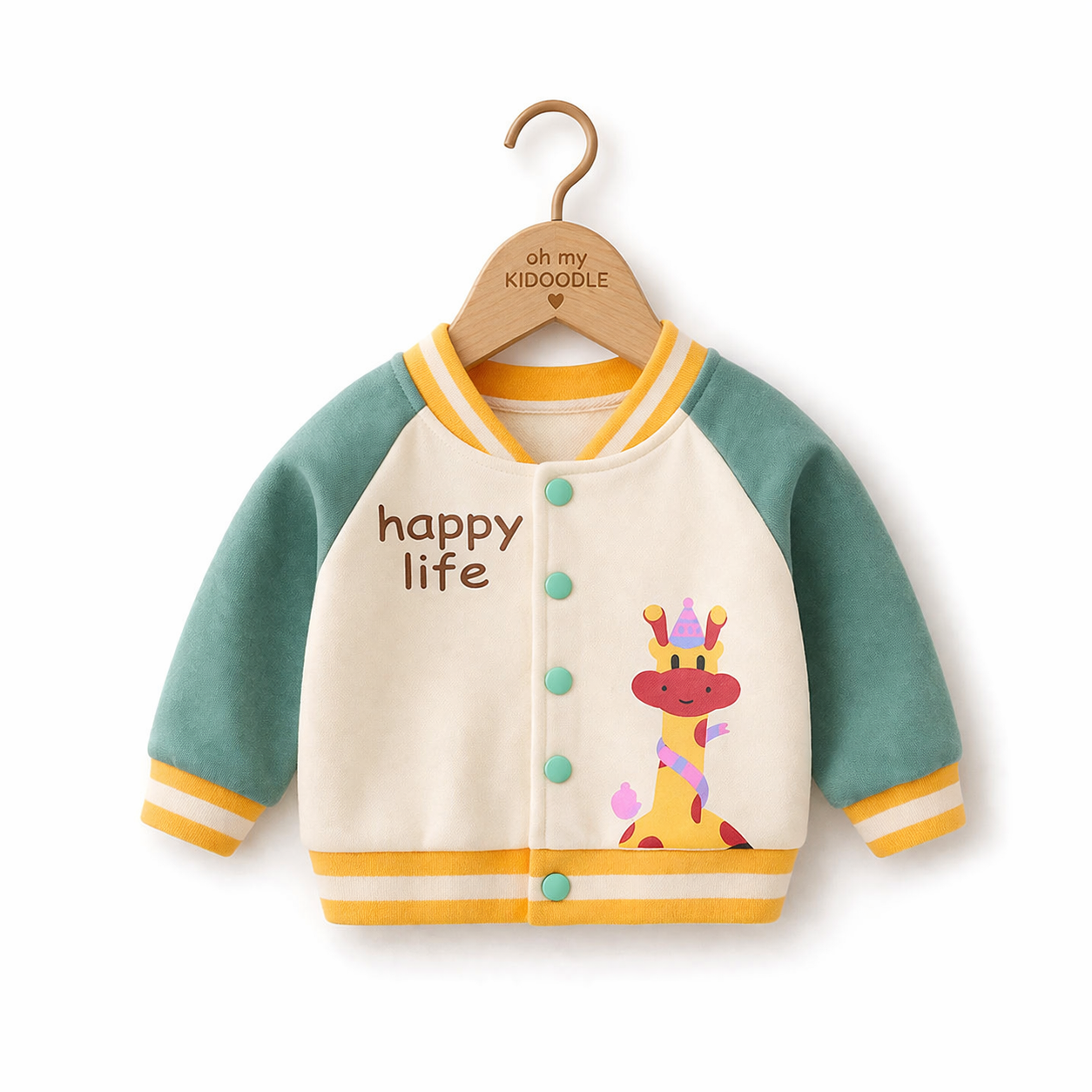 Veste Baseball Enfant Unisexe Coton Style Coréen 4 Coloris Green