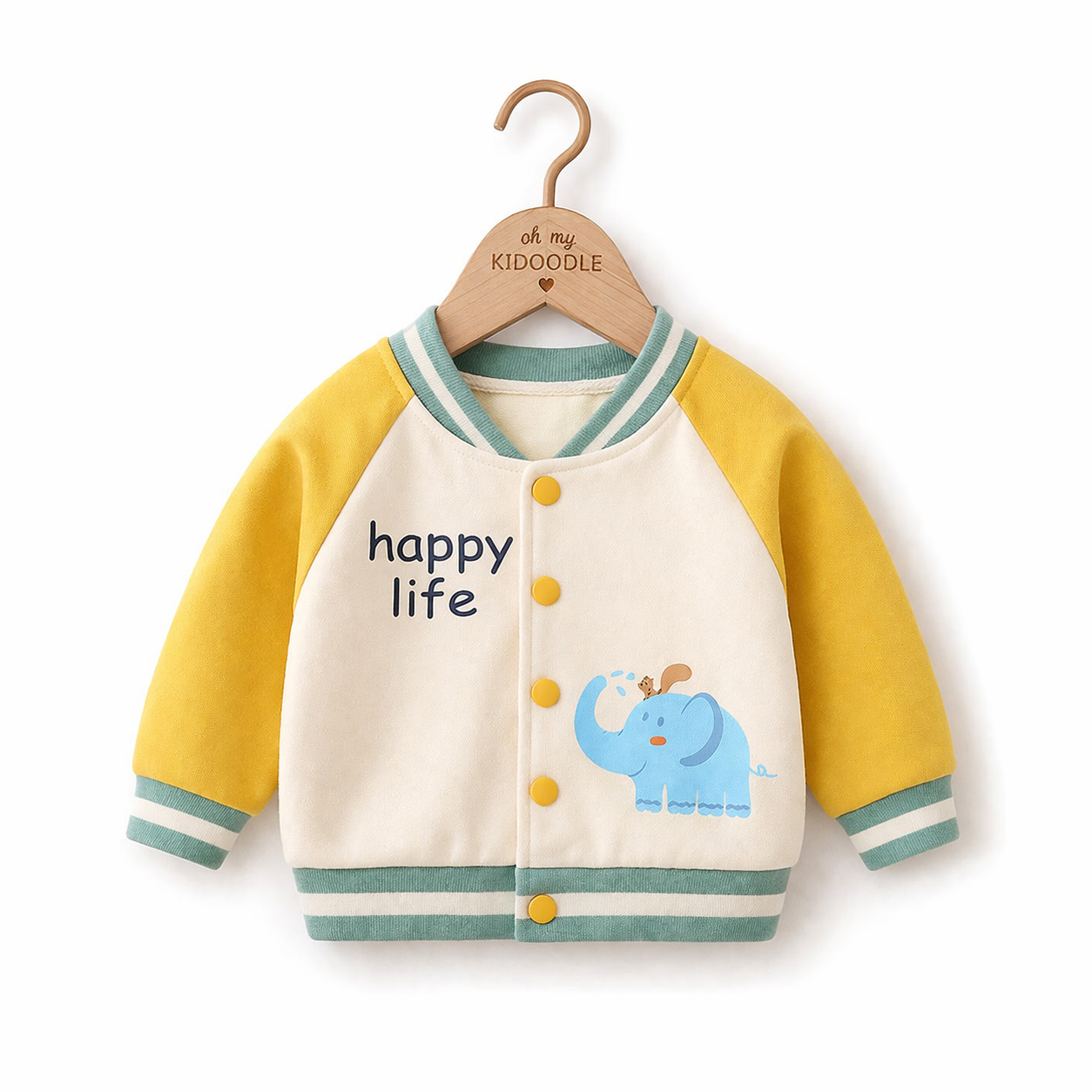 Veste Baseball Enfant Unisexe Coton Style Coréen 4 Coloris Yellow