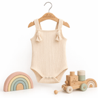 Grenouillère Bébé Coton Sans Manches Beige