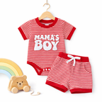Ensemble 2 Pièces Bébé Garçon Combinaison + Short Broderie MAMA