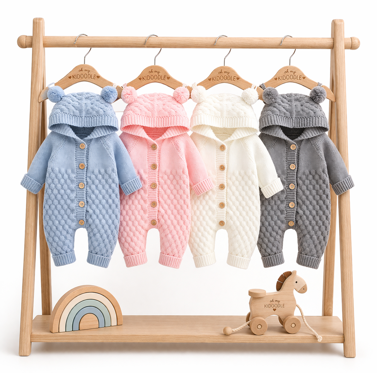 Combinaison Tricotée À Capuche Bébé