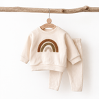 Ensemble 2 Pièces Bébé Blouse + Pantalon Coton Manches Longues Mixte Beige & Camel Beige