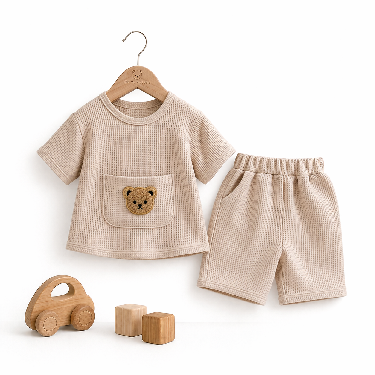 Ensemble Bébé Été Coton Gaufré Fraîcheur & Douceur Khaki