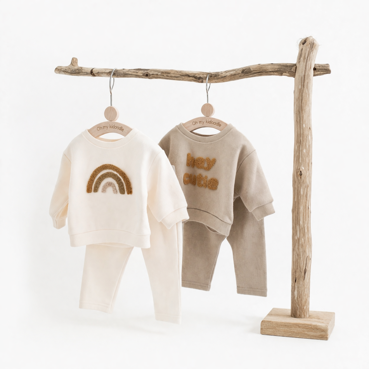 Ensemble 2 Pièces Bébé Blouse + Pantalon Coton Manches Longues Mixte Beige & Camel