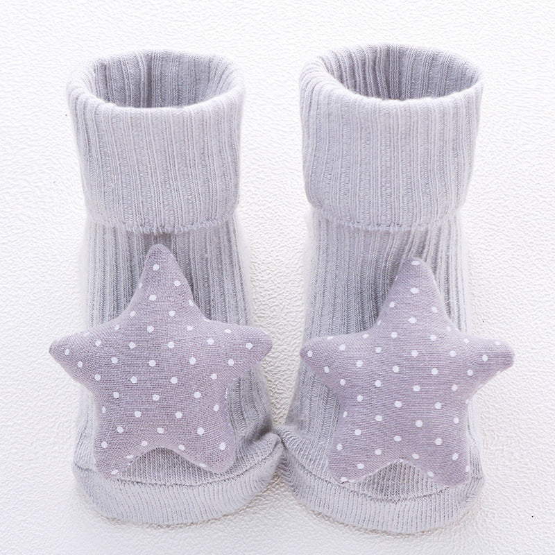 Chaussettes Bébé Coton Doux 22 Motifs Adorables Grey stars